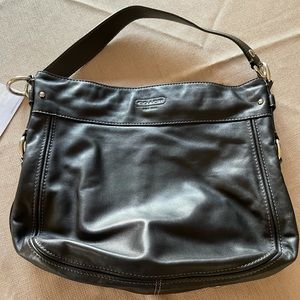 Black leather coach purse